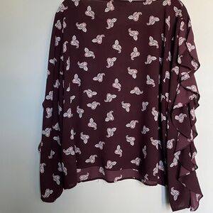 1. State Women’s Plum Ruffle Sleeve Paisley Blouse size XXL